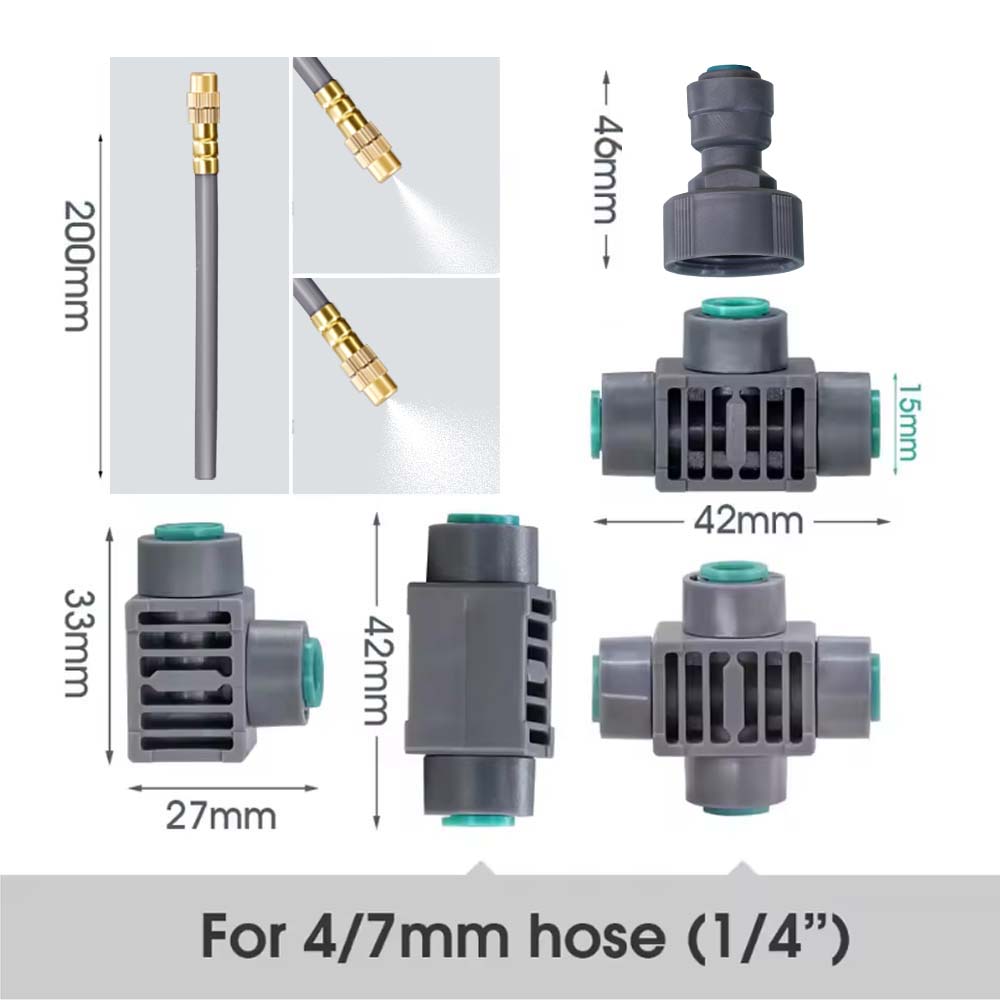 30-10m 1/4" Hose Garden WIFI Smart Timer Automatic Irrigation Cooling System Kit Flexible Bending Adjustable Brass Spray Nozzle