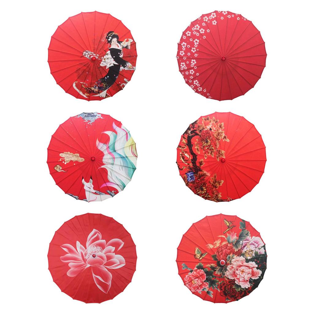 Chinese Style Oiled Paper Umbrella Crafts Wedding Bridal Umbrella for Costume Village Scenery Stage Props Wedding Cosplay