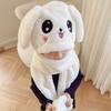 Warm Knitted Rabbit Ear Hat With Scarf Kids Women Winter Outdoor Wear Soft Fleece Lined Adjustable Hooded Beanie