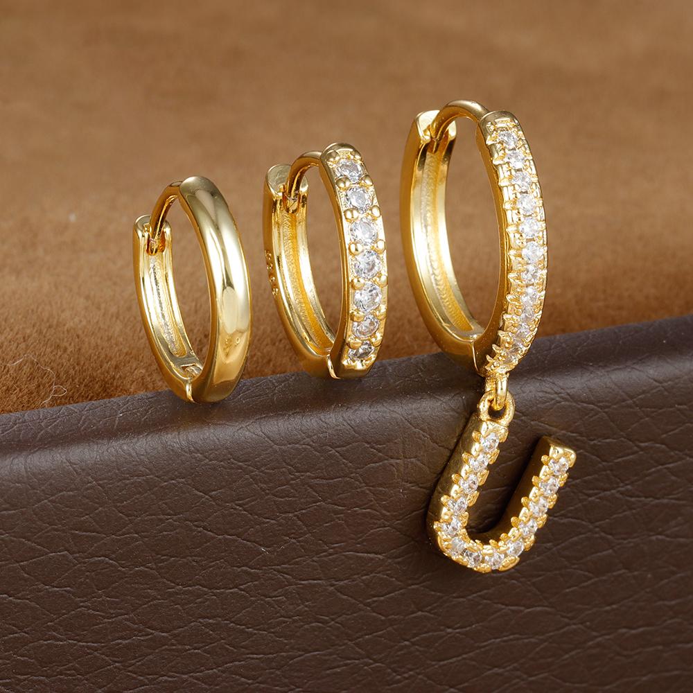 3PCS Trendy Stainless Steel Initial A-Z Letter Hoop Earrings Set For Women Fashion Huggies Cartilage Helix Piercing Jewelry