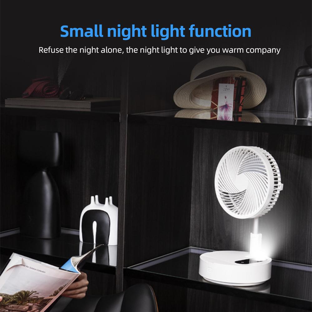 8.3"" Folding Standing Desk Cooling Fan with Remote, Night Light and Touchscreen, Portable Fan