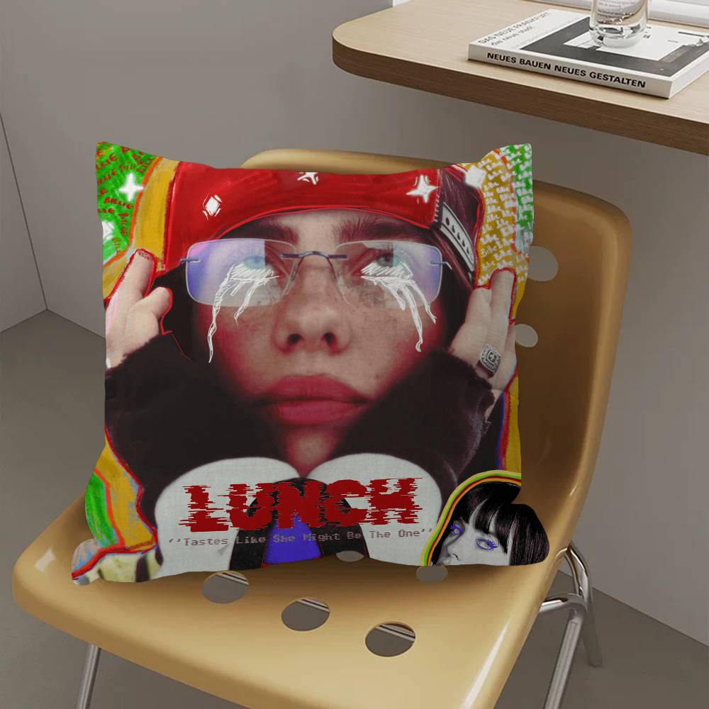 

B-Billie E-EilishS Personalized Pillow Cover Kids Bedroom Wild Party Decor Pillowcase kid Birthday shower Gift 30cmx30cm