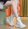 Fashion 9CM White Black Women Ankle Boots Platform Wedge Heel Booties Shoes Microfiber Leather Fashion Sneakers Shoes High Top Boots