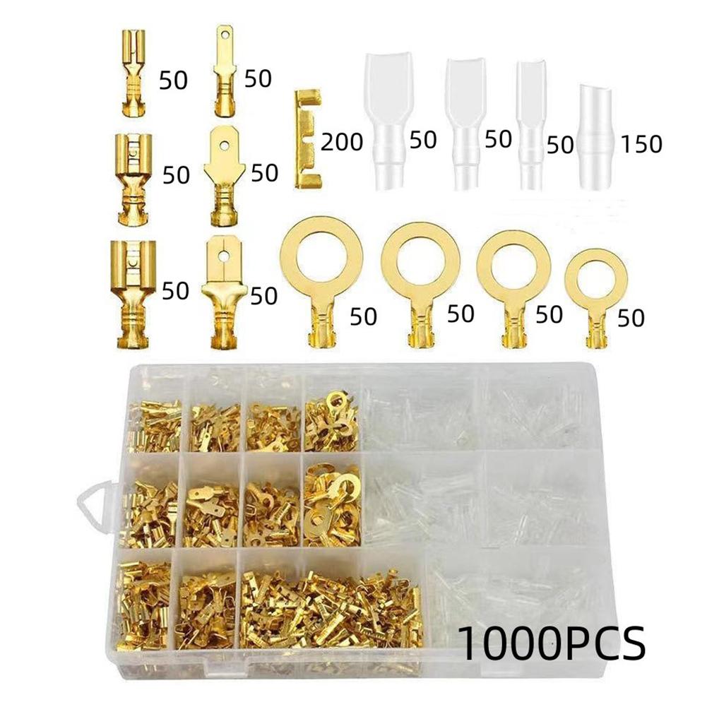 Male Female Crimp Terminal Kit 1000 Pieces Electrical Wire Connectors 2 8mm 4 8mm 6 3mm Cable Connectors with Storage Box