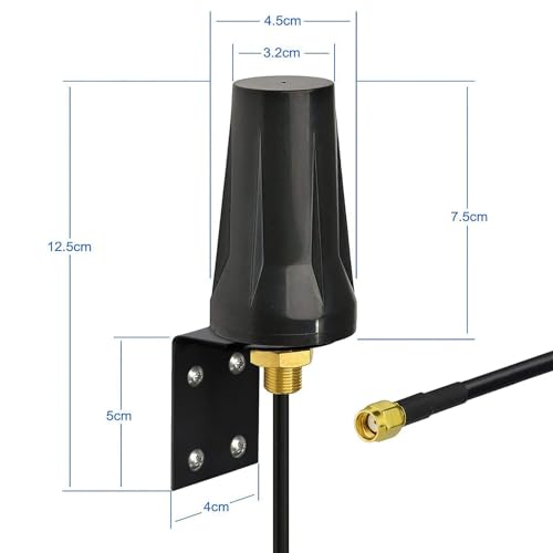 3G/4G LTE Antenna, Outdoor, RPSMA Connector, 5dBi, 698-960/1710-2690MHz, 3m Cable + Antenna Mounting Base, Waterproof, for 4G LTE Routers, Wireless De