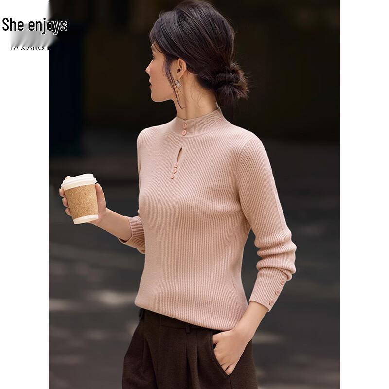 TaXiang Women s Slim-Fit Semi-High Neck Knitted Sweater One Size 2330₽