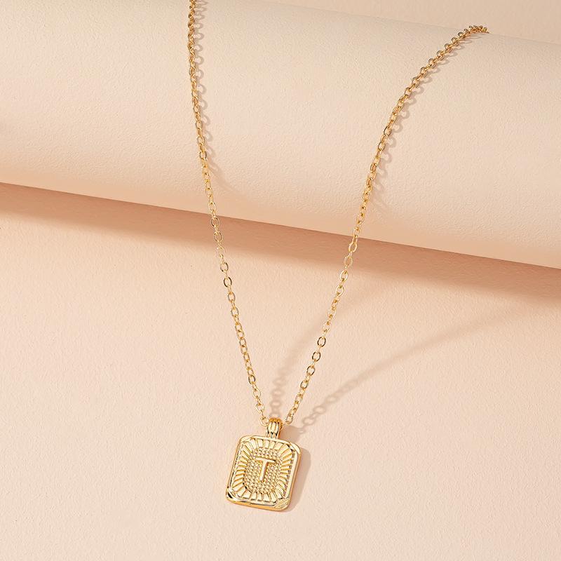 Square Brand 26 English Letter Necklace Hip-hop Necklace Ins Style Female European and American Design Sense Clavicle Chain