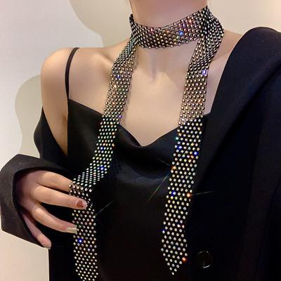 European and American Exaggerated Shiny Multi-row Long Tassel Clavicle Necklace for Women