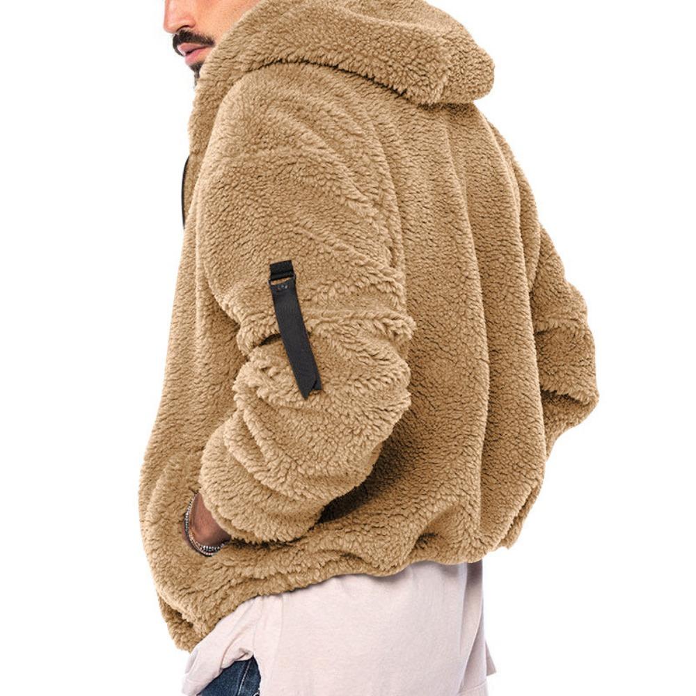 Herren Winterjacke Warm Locker Lässig Fleece Weicher Stoff Samt Hautfreundlich Solide Streetwear Jacken Mäntel für Männer