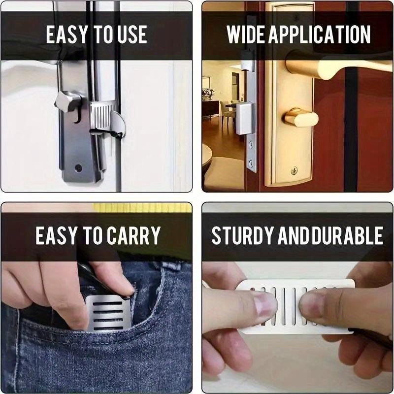 1pc Portable Security Door Lock: Polished Metal, Touch Control, Door Stopper Hotel Portable Door Stopper Girls Security Blocking Door Counter