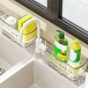 Sink Caddy with Auto Drain Tray Kitchen Sink Sponge Holder Detachable Sink Organizer for Countertop Storage Sponges Soap Cleaning Supplies