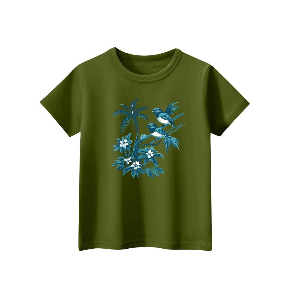 Dziecięca moda codzienna nadrukowana okrągły dekolt krótki rękaw swobodny T-shirt Top