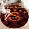Galatasaray S Custom Name Round Area Rug,Carpet Rug for Living Room Bedroom Sofa Playroom Decor,Non-slip Floor Mat