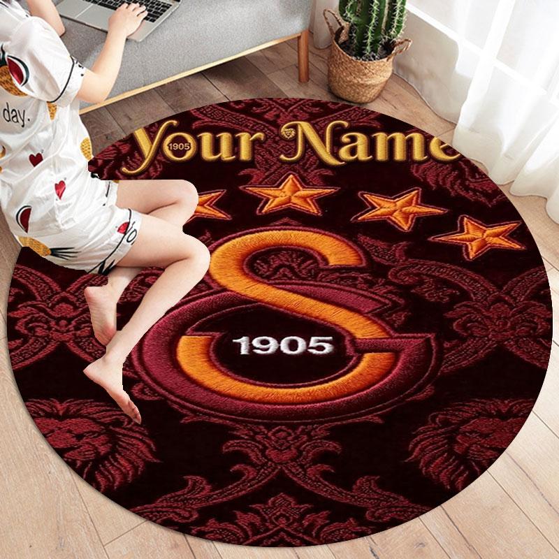 Galatasaray S Custom Name Round Area Rug,Carpet Rug for Living Room Bedroom Sofa Playroom Decor,Non-slip Floor Mat
