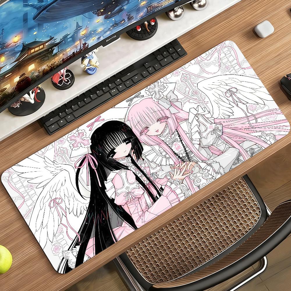 Anime Pink Girls Angel Aesthetics Mouse Pad Non-slip Rubber Gamer Balance Computer Mat Decoracion Deskmat Laptop Office Large
