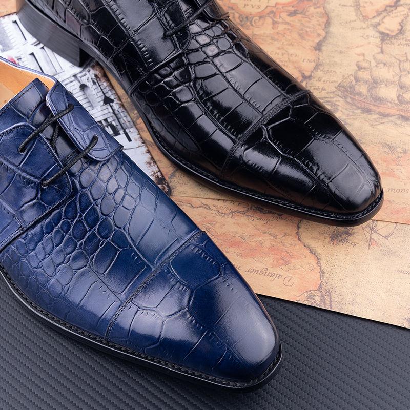 Fashion Men Shoes Luxury Italy Brand High Quality Lace-Up Business Formal Party Suit Footwear  Soulier Pour Homme New Fashion Black Blue
