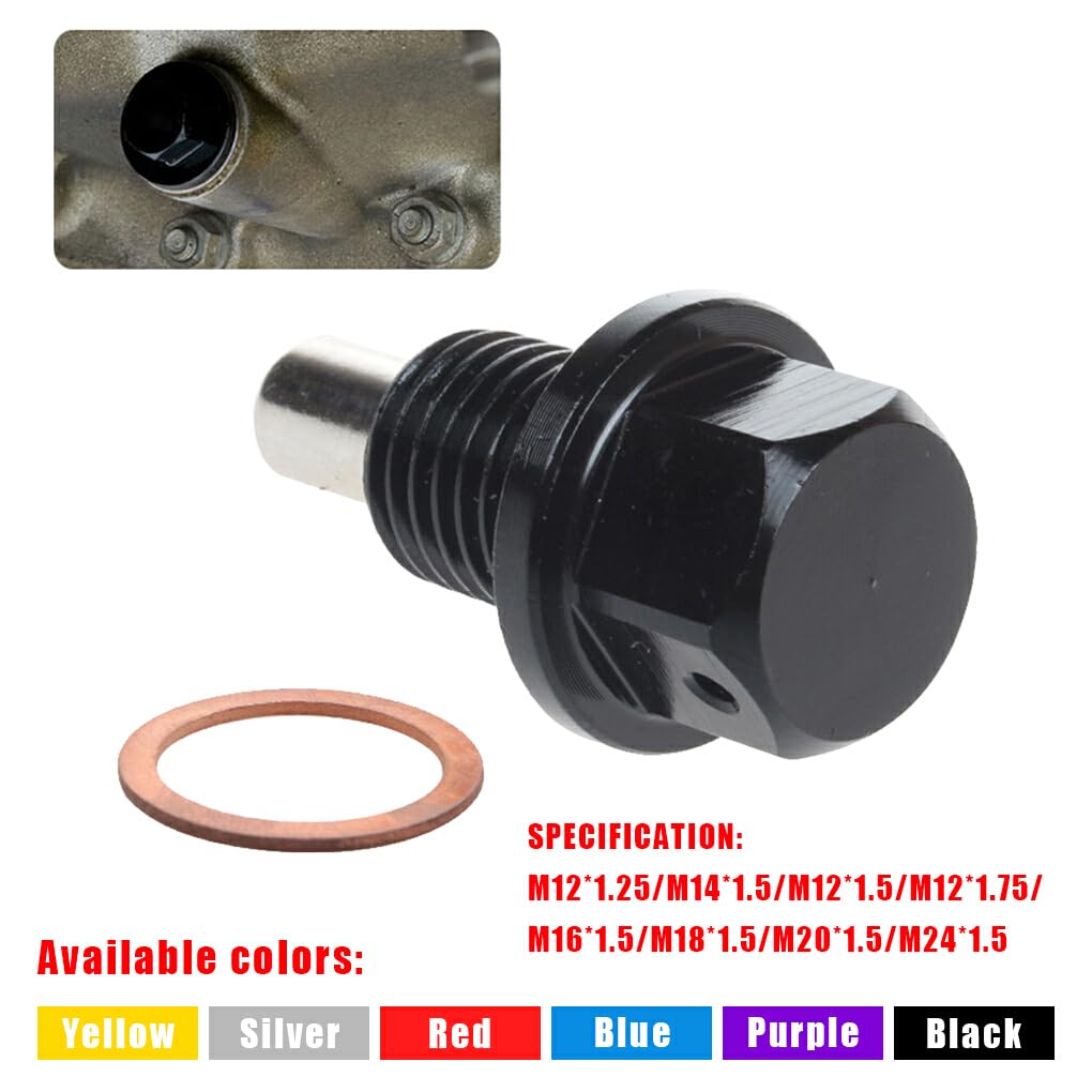 EDHUUJSI Best Engine Protection Magnetic Drain Plug Easy Install High Performance Engine Drain Nut Bolt, Golden, M12*1.25, 4pcs