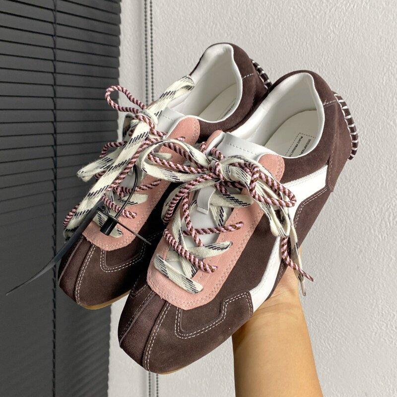 Classic Round Head Casual Shoes Ultra-Light British German Training Shoes Men'S Forrest Gump Shoes Commuting Retro Thin Soles