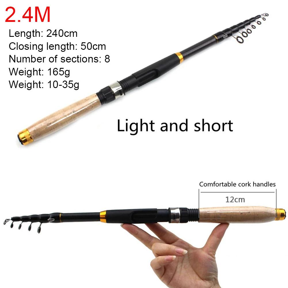 0.6-3m Telescopic Fishing Rod Cork Handle Small Short Sea Pole Carbon Fiber Portable Mini Spinning Pole Fishing Accessories