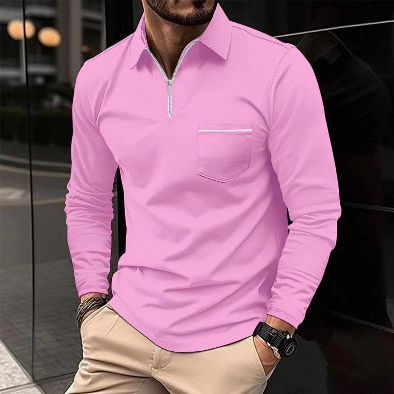 Polo a maniche lunghe con stampa artistica di leone, abbigliamento casual trendy da uomo.