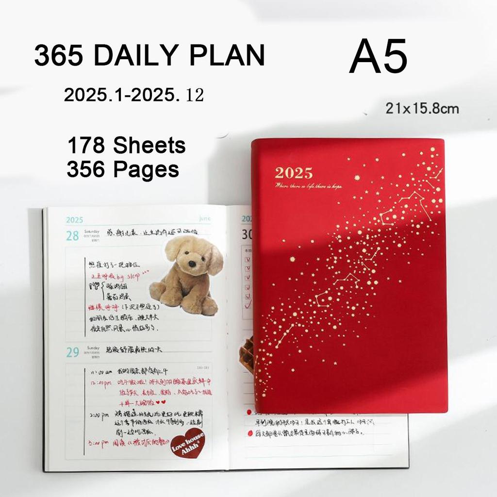 A5 Leder Studenten 2025 Zeitplaner Ganzjahresplaner Business Notizblock 365 Tage Tagesplaner Memo Notizbuch 178 Blatt 356 Seiten