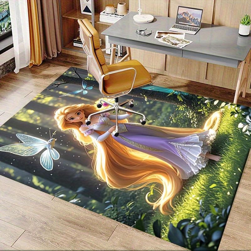 3D Printed Princess,Forest,Butterflies Anti-Slip Rug - Machine Washable Office Rug for Living Room, Bedroom, Office - Multiple Sizes