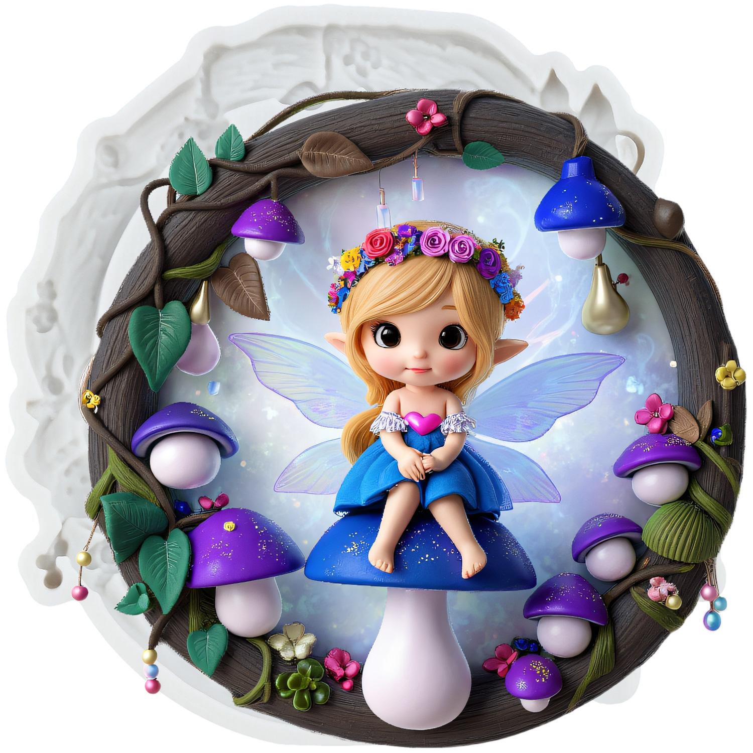 

Flower Fairy Silicone Molds Mushroom Fondant Mold Cake Decorating Tools Cupcake Topper Candy Chocolate Gumpaste Mold серый