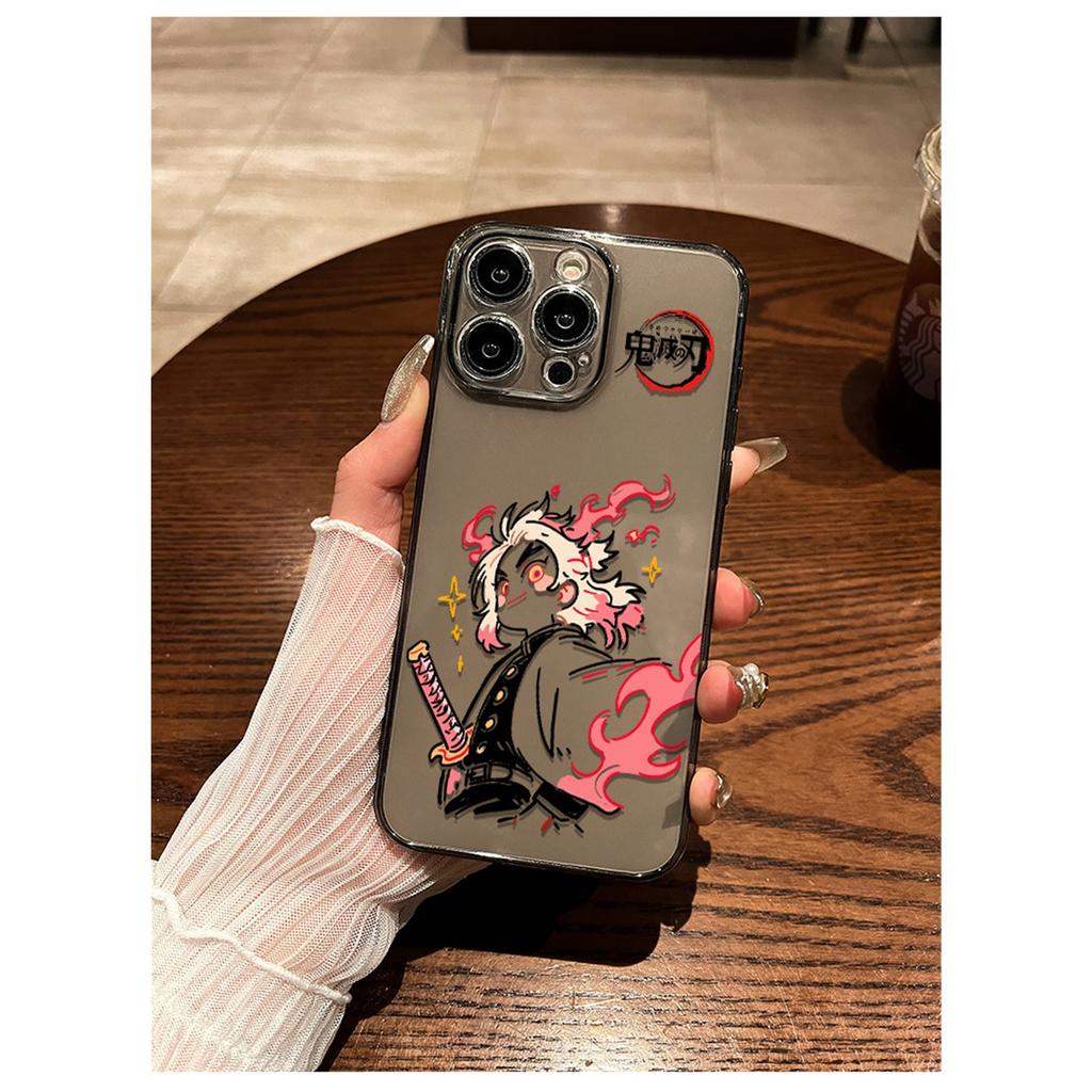 Demon Slayer Muichiro & Sanemi Chibi Clear TPU Phone Case For IPhone 15 Pro Max & Samsung Galaxy S24 Ultra, Shockproof Cover