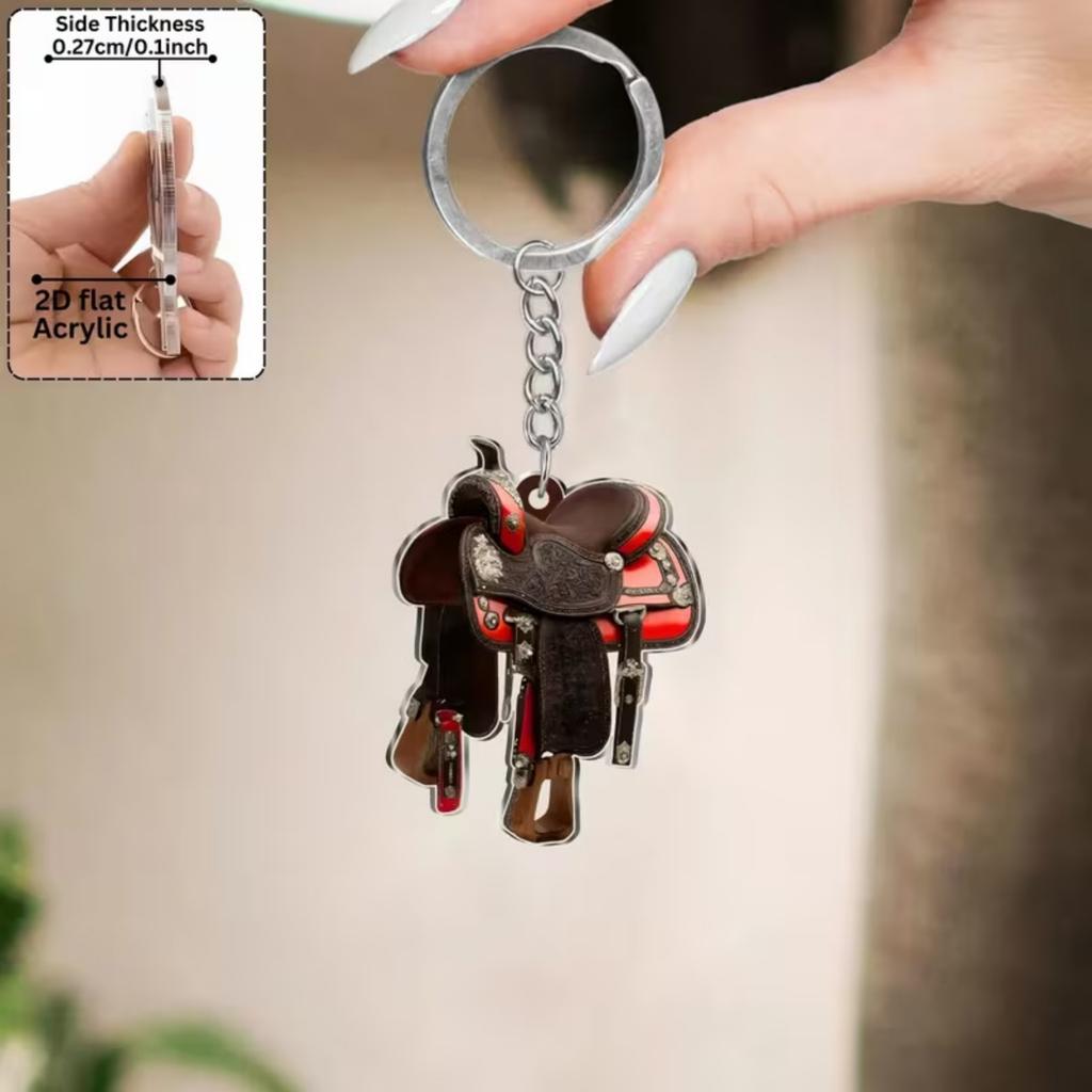 Stylish Acrylic Horse Saddles Keychain For Car Mirror Decoration Hanging Ornament Gift Home Decors And Locker Use