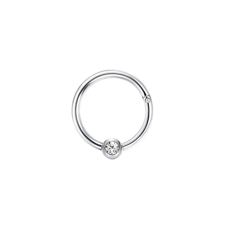 1/5pcs 16G Fashion 316L Stainless Steel CZ Hinged Septum Clicker Nose Hoop Rings, Daith Helix Tragus Cartilage Piercing Jewelry