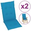 Day and Night - Day and Night High Back Garden Chair Cushion 2 Pcs Blue Fabric 120x50x3 Cm