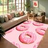 Süßer Donut-Muster Teppich Dessert-Druck Teppich Modern Rosa Girly Wohnkultur Weiche Rutschfeste Fußmatte für Wohnzimmer Schlafzimmer