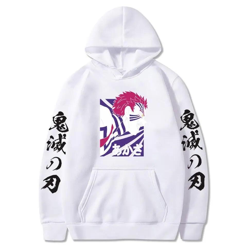 Tegneserie Demon Slayer hettegensere Japansk anime Kimetsu No Yaiba Harajuku Akaza sweatshirts Oversized vinterhettegensere