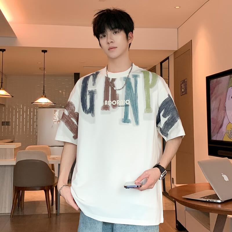T-shirt da uomo in cotone pettinato, vestibilità larga, ricamata