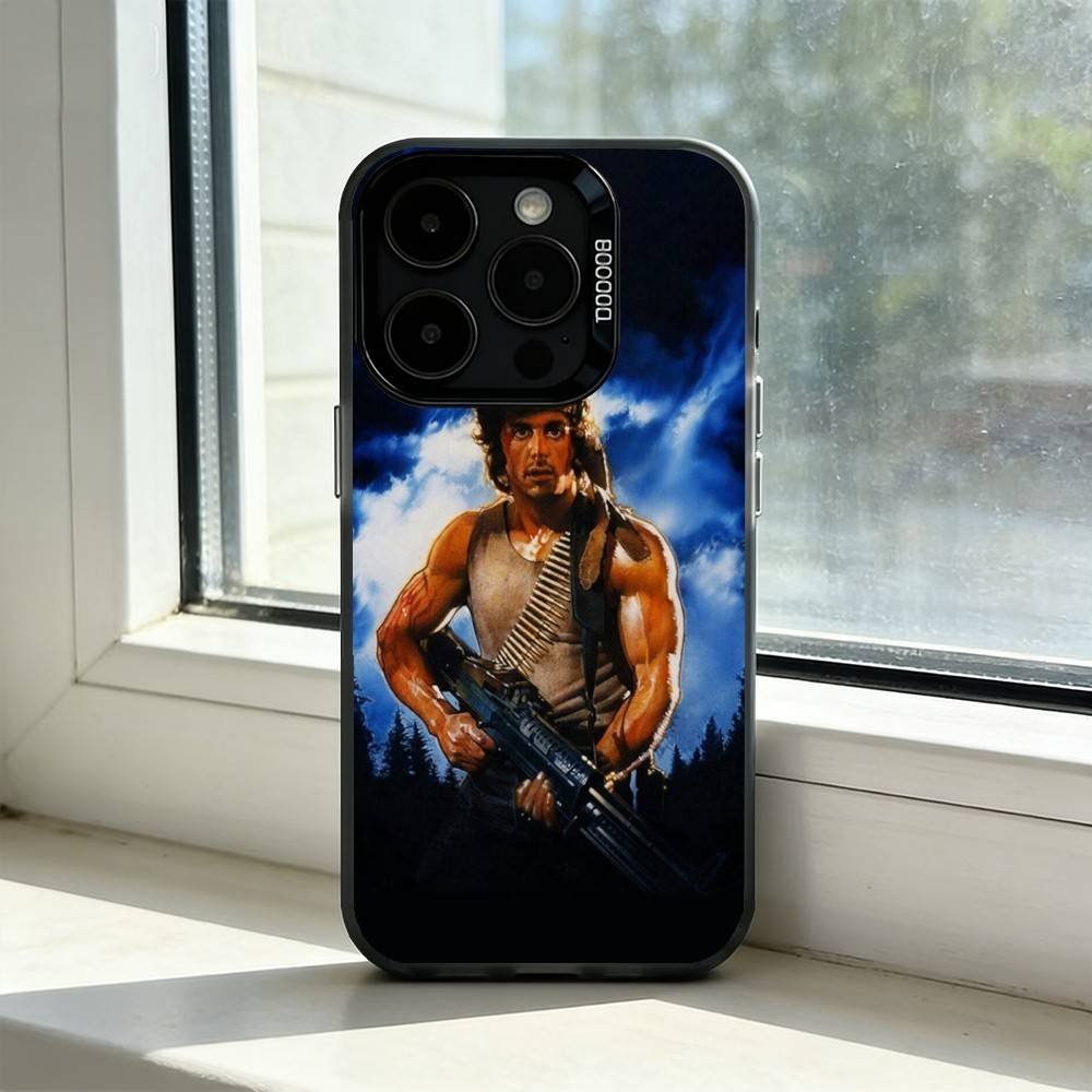 

First Blood John R-Rambo Phone Case For iPhone 17,16,15,14,13,12,11 Plus,Pro Max,XS,Colored Silver Plated Inside Cover iPhone17promax