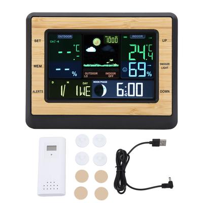 Weather Forecast Station Clock Wireless Indoor Outdoor Color Display Weather Monitor Thermometer