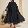 Plus Size Women's Retro National Romantic Su Long Cardigan Coat Temperament Commuter Dress Two Piece Set