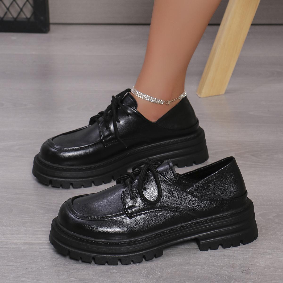 

Мода 2024 года, женские новые туфли в стиле Лолита, туфли-оксфорды в стиле ретро Мэри Джейн с круглым носком 42 чёрный