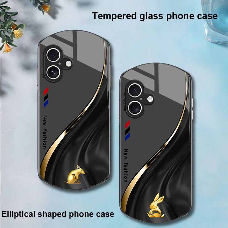 Flowing Pattern For Apple IPhone 16 11 13 15 14 Pro Max 12 Mini 7 8 Plus XR X XS Elliptical Shaped Tempered Glass Phone Case