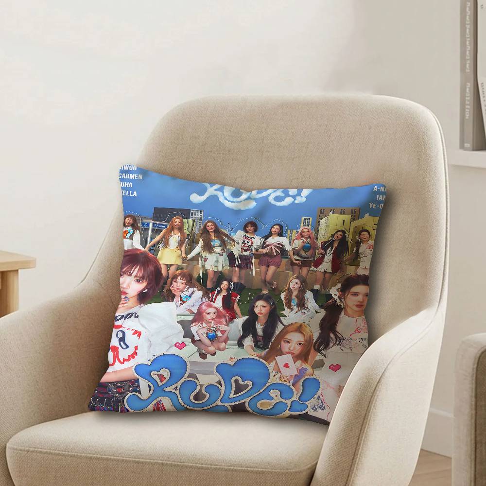 Music Group HHeartsHearts Pillow Covers Cartoon Sofa Decorative Home Doublesided Printing Short Plush Cute Cushion Cover