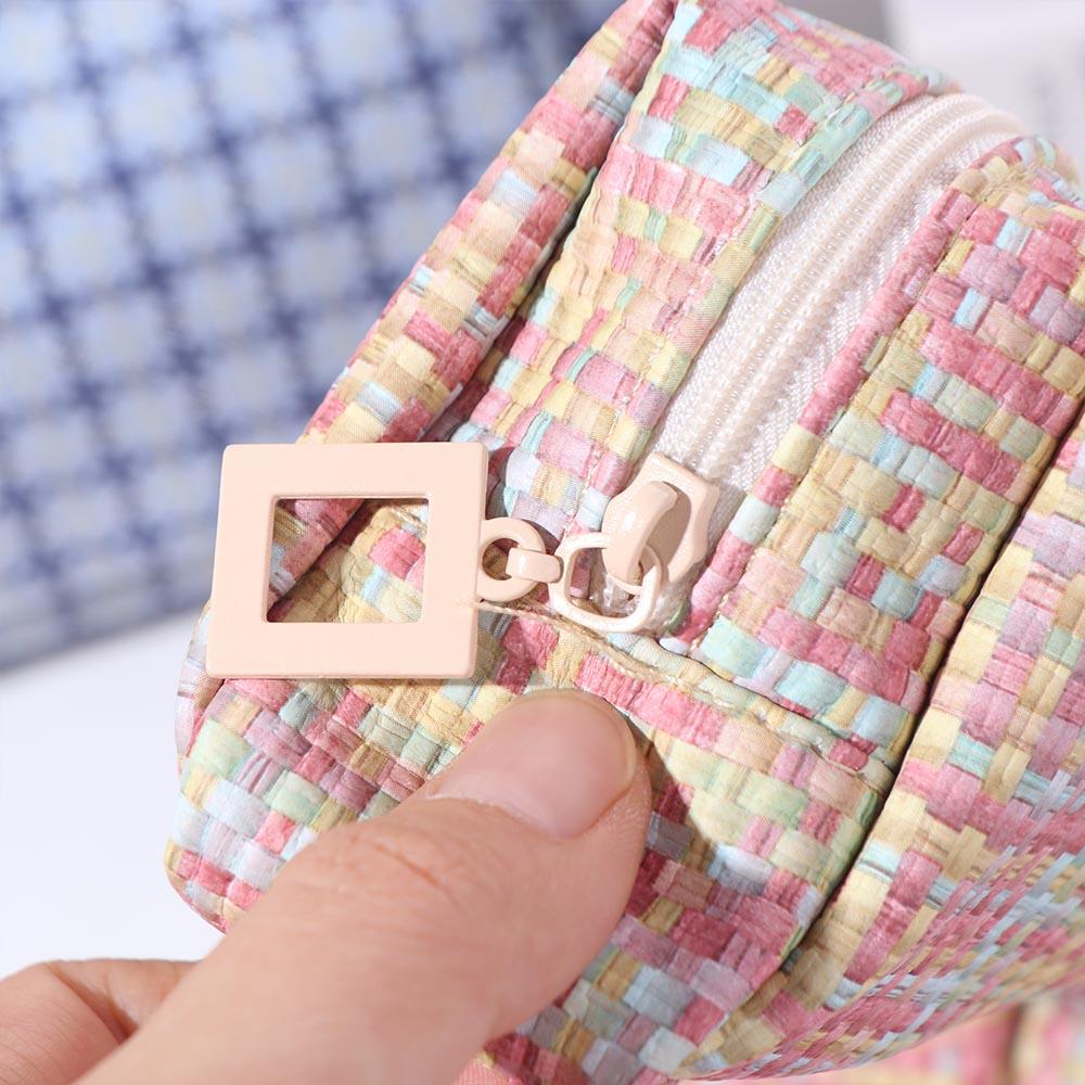 INS Simplicity Woven Pencil Case Kawaii Pen Bag Portable Cosmetic Storage Bag  Travel