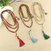 Chinese National Style Cedar Wood Tassel Necklace & Crossbody Chain for Women - Hanfu Qipao Long Sweater Accessory