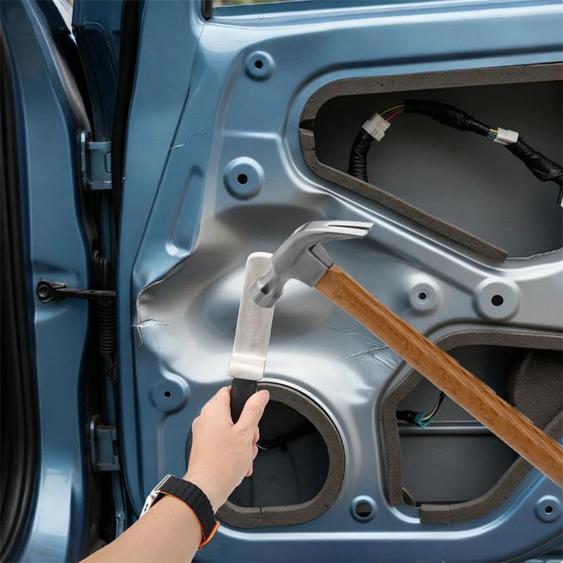 Car Dent Repair Tool Stainless Steel Z-Type Rubber Handle Leveling Flapping Pad Body Dent Removal Tool