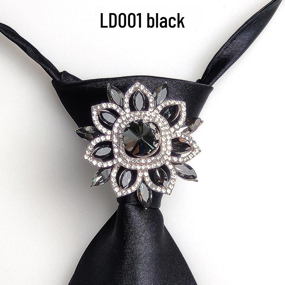 Japanese Style Women's Rhinestone Bow Tie Collar for Shirts