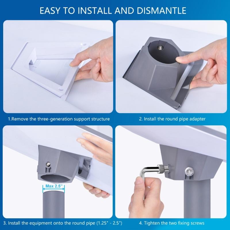 Universal GEN3 Satellite Terminals Mounting Base Alloy Bracket Integrated Ethernet Port Pipe Adapter