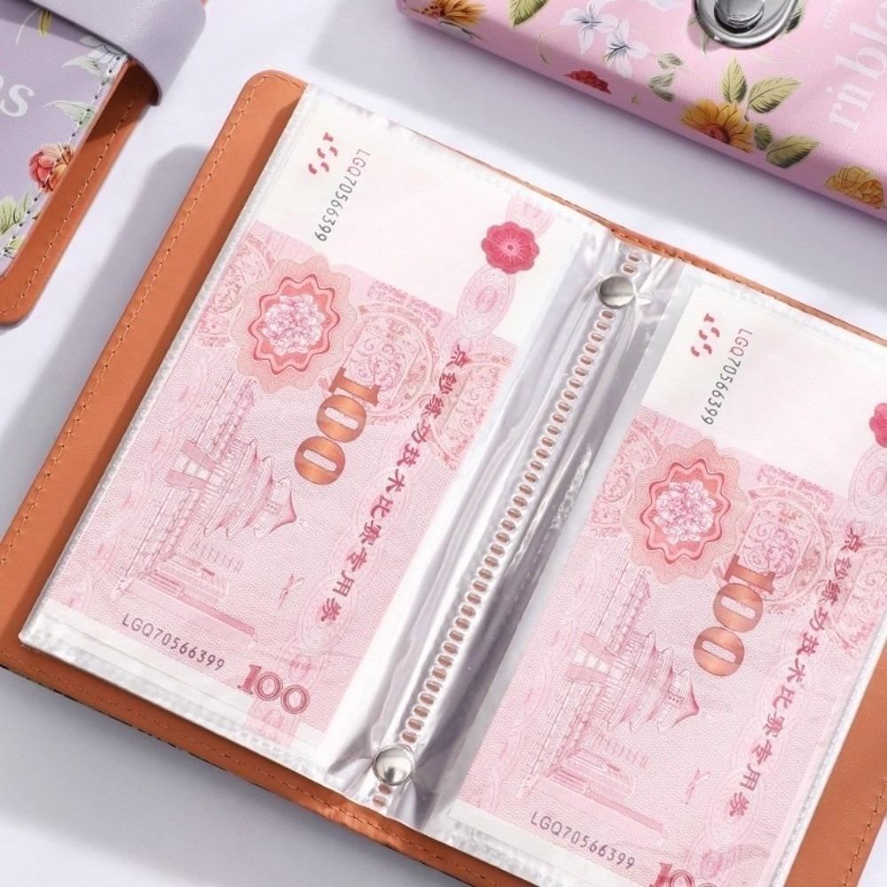Large Capacity Money Organizer Lockable Cash Envelope Sunflower Print Budget Binder  Office