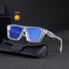 New European and American fashion box color-changing sunglasses men's retro personalized outdoor driving sunglasses men