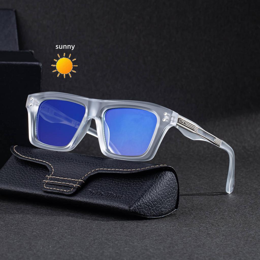 New European and American fashion box color-changing sunglasses men's retro personalized outdoor driving sunglasses men