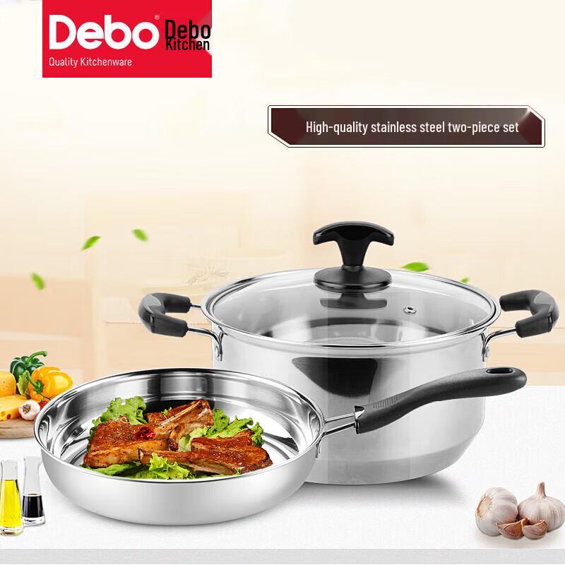 Debo Stainless Steel Frying Pan & Soup Pot Set
