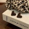 Autumn and winter retro flocking leopard print love stud earrings women's light luxury high-end earrings niche unique fashion temperament earrings